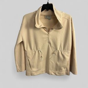 Saturday Sunday by Anthropologie peach cowl neck half zip jacket XS pockets chic